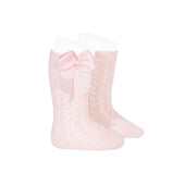 Condor Openwork Knee High Bow Sock Baby Pink